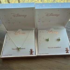 Disney Fine Silver Plated Jewelry Set with Green Accents
